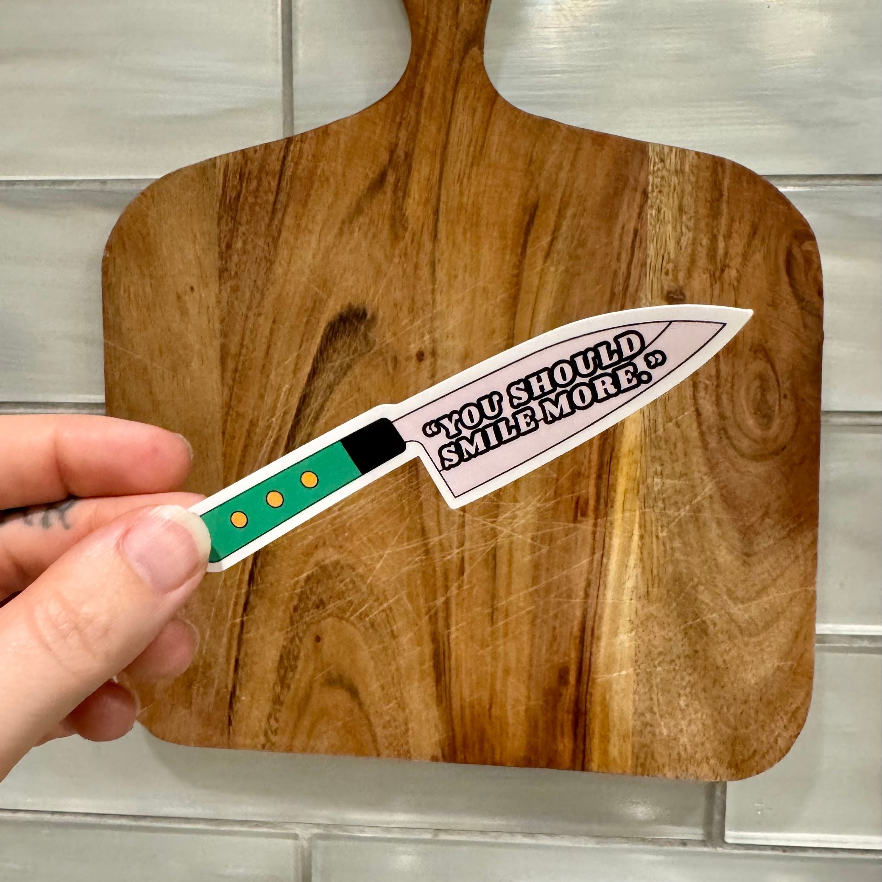 Smile More Knife Sticker