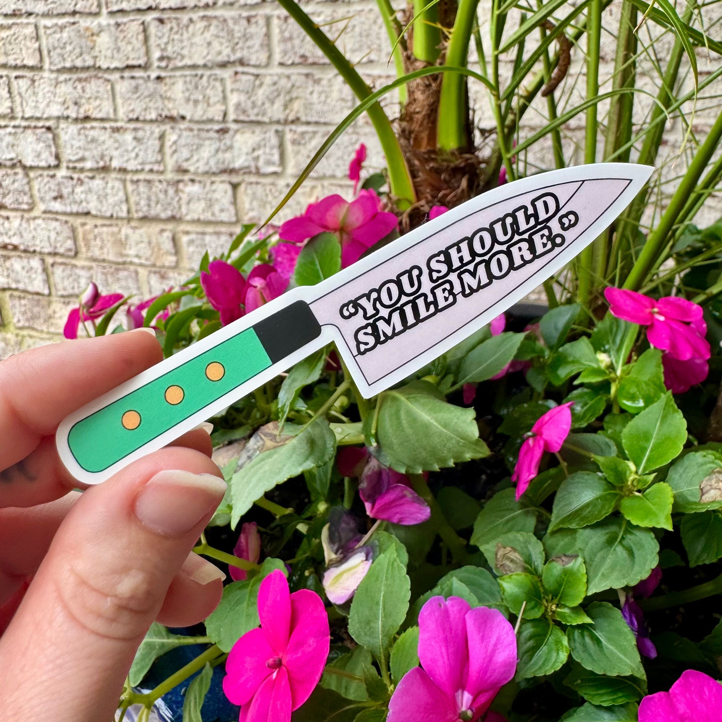 Smile More Knife Sticker