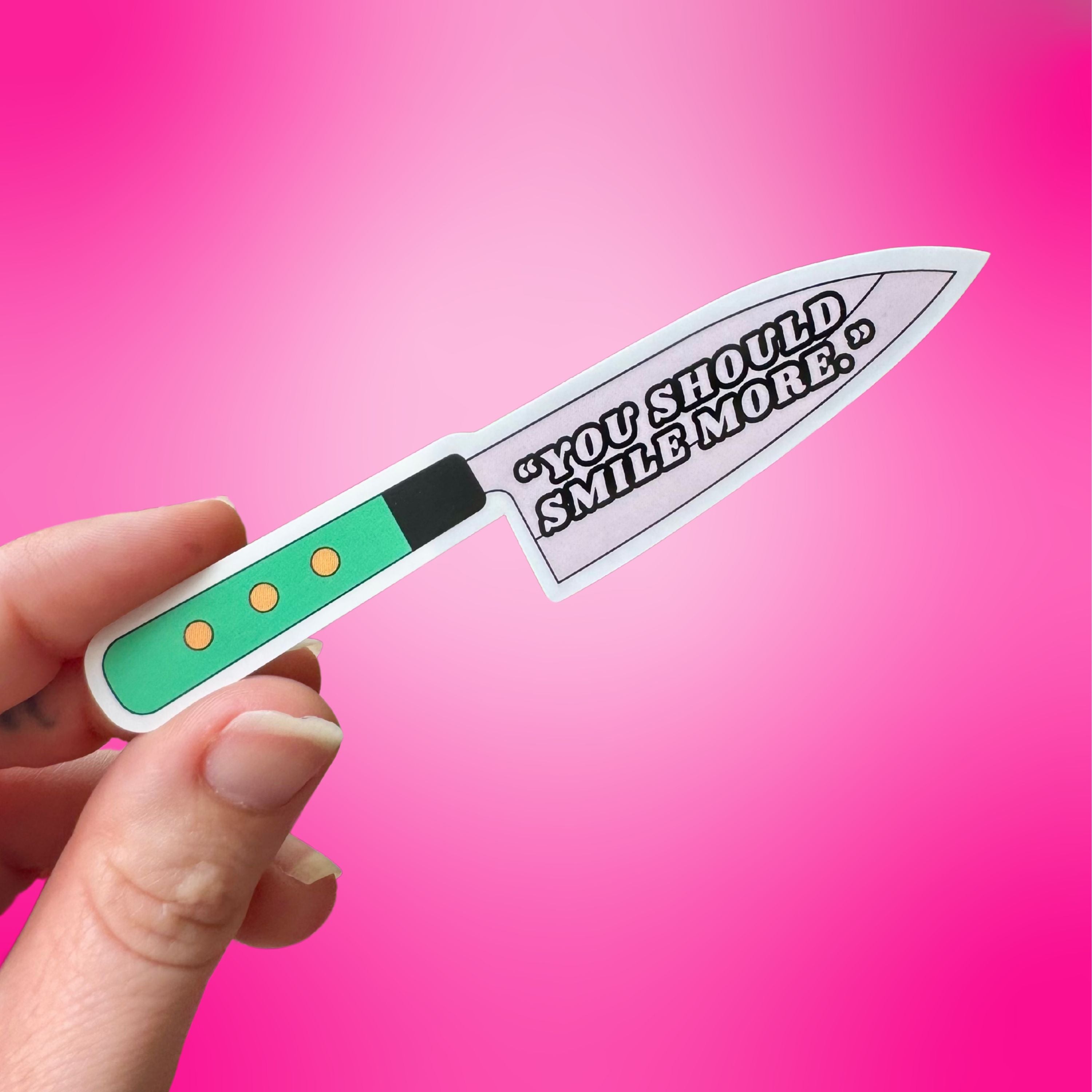Smile More Knife Sticker