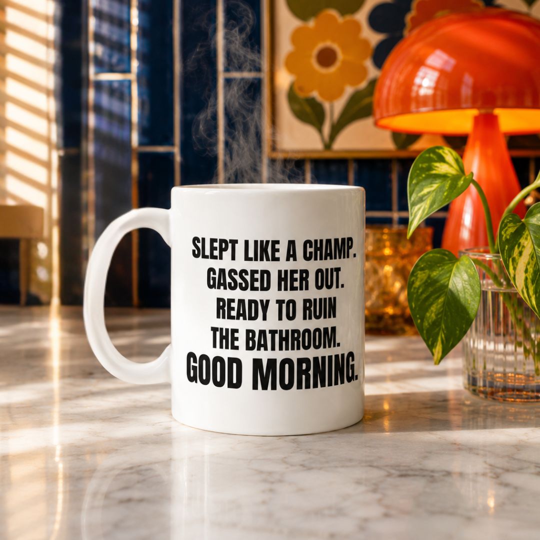 Slept Like a Champ, Gassed Her Out, Ready to Ruin the Bathroom, Funny Husband Mug
