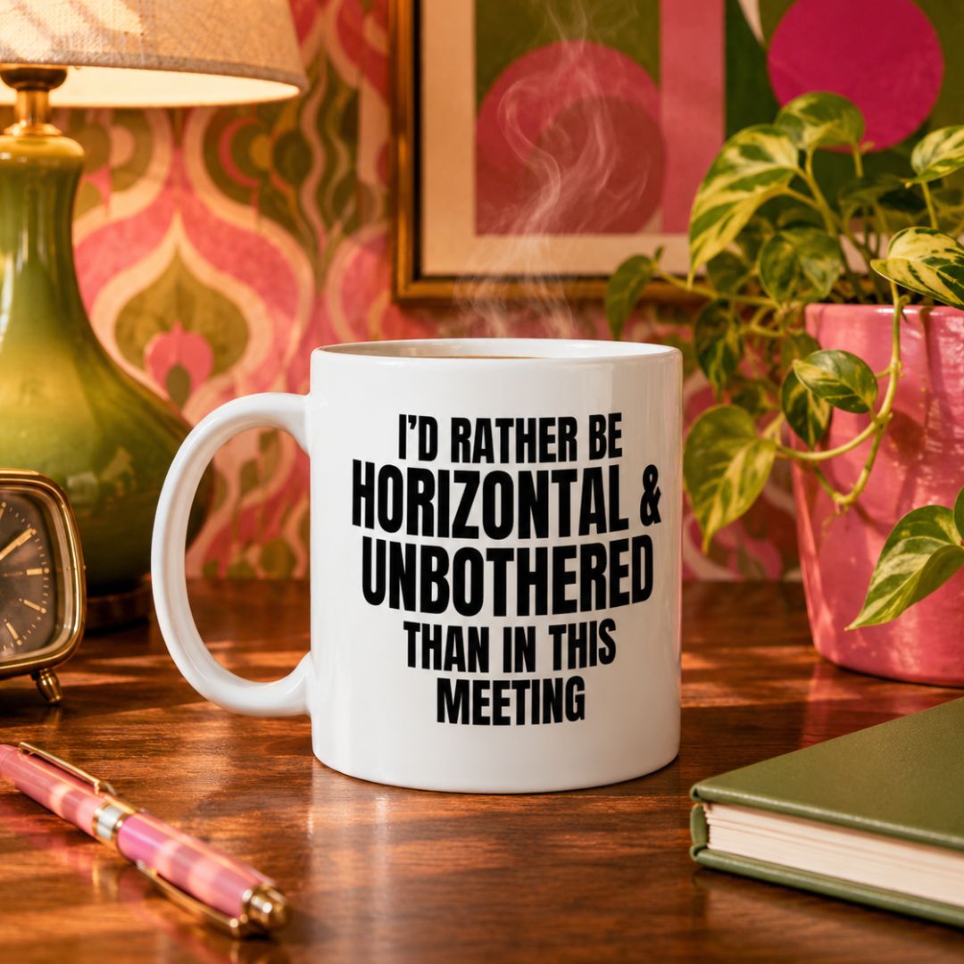 I'd Rather Be Horizontal and Unbothered Than in This Meeting, Funny Office Mug