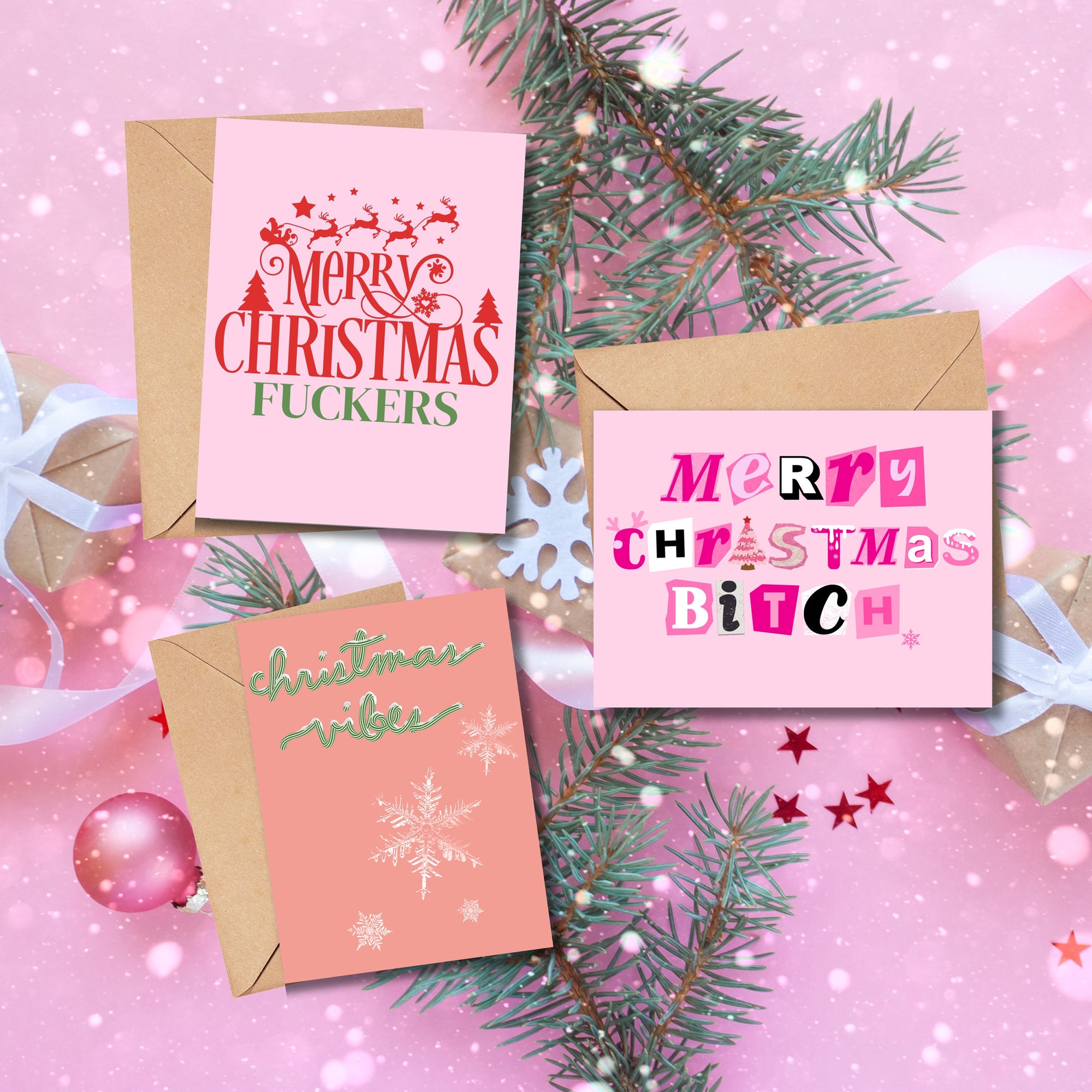 Sassy Pink Christmas Cards Bundle