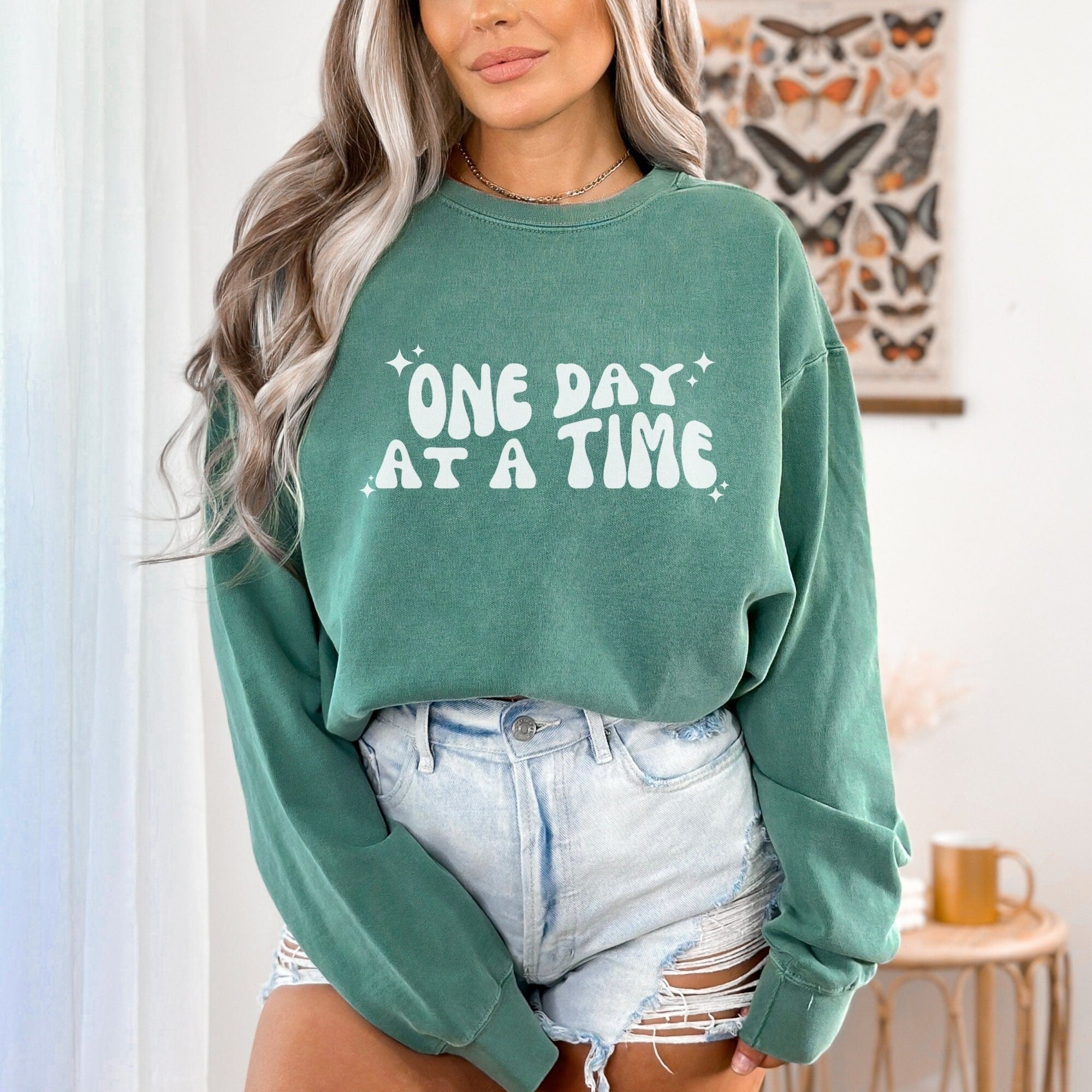 One Day At A Time Sobriety Crewneck