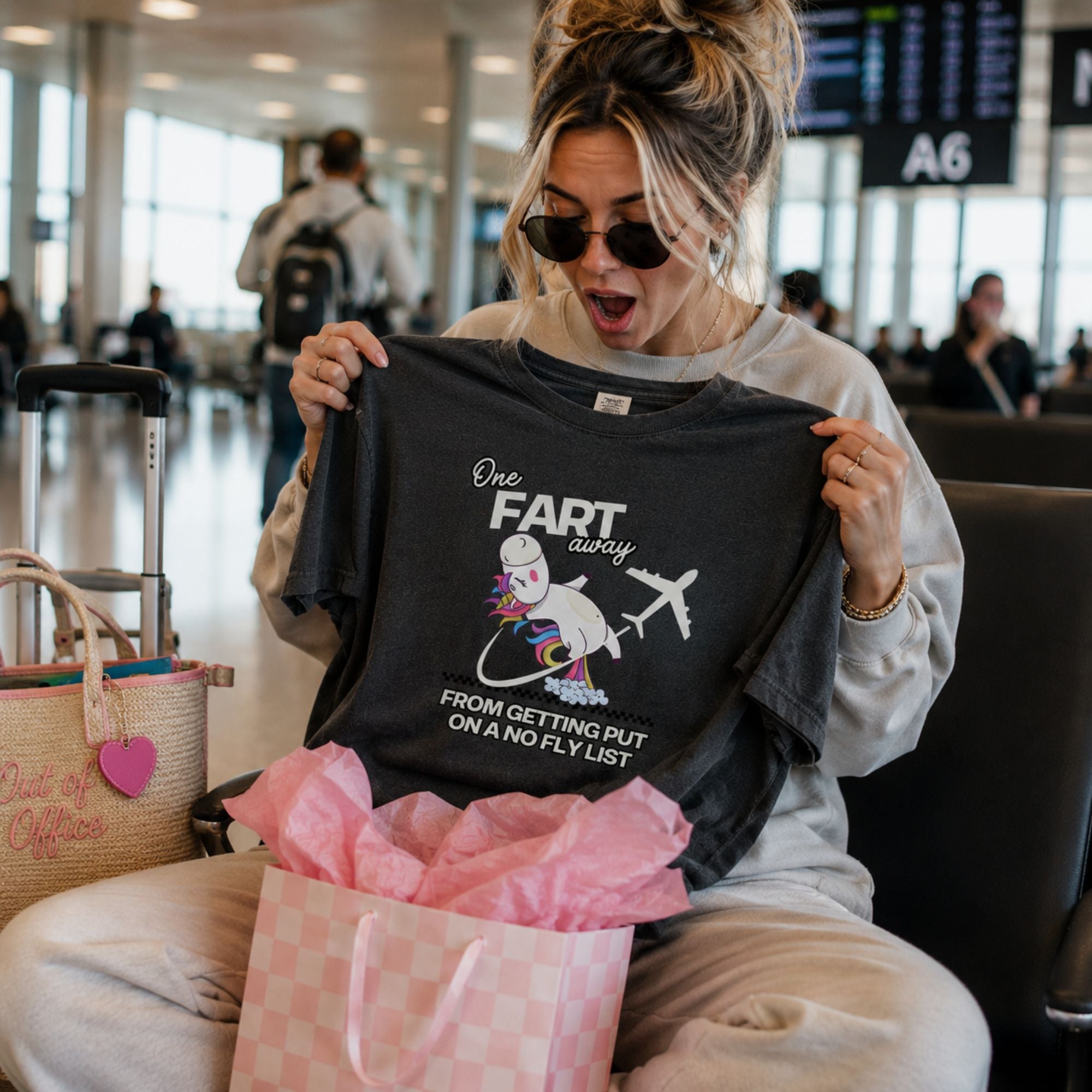 Funny Travel T-Shirt — One Fart Away From the No-Fly List Comfort Colors Tee