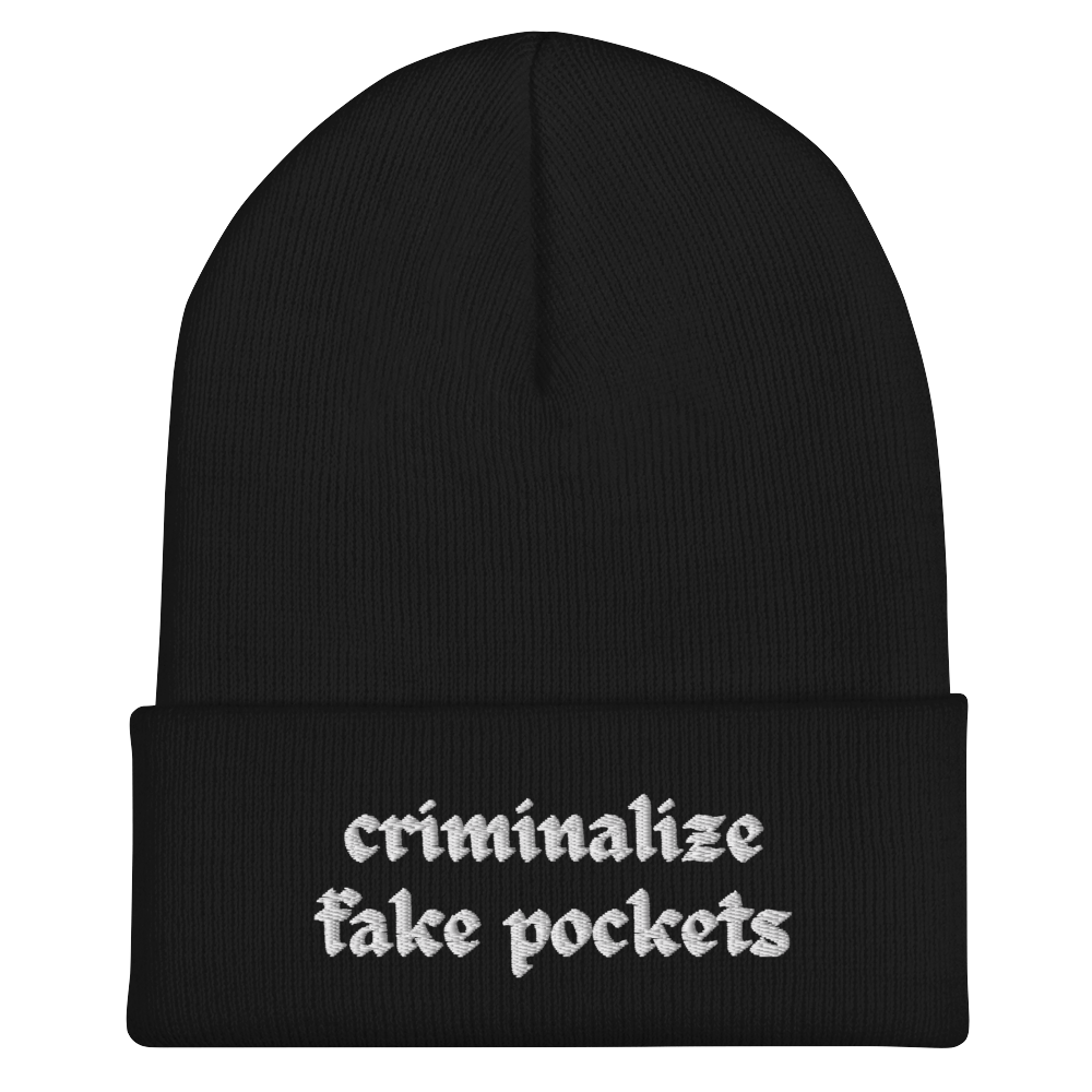 Criminalize Fake Pockets Black Cuffed Beanie