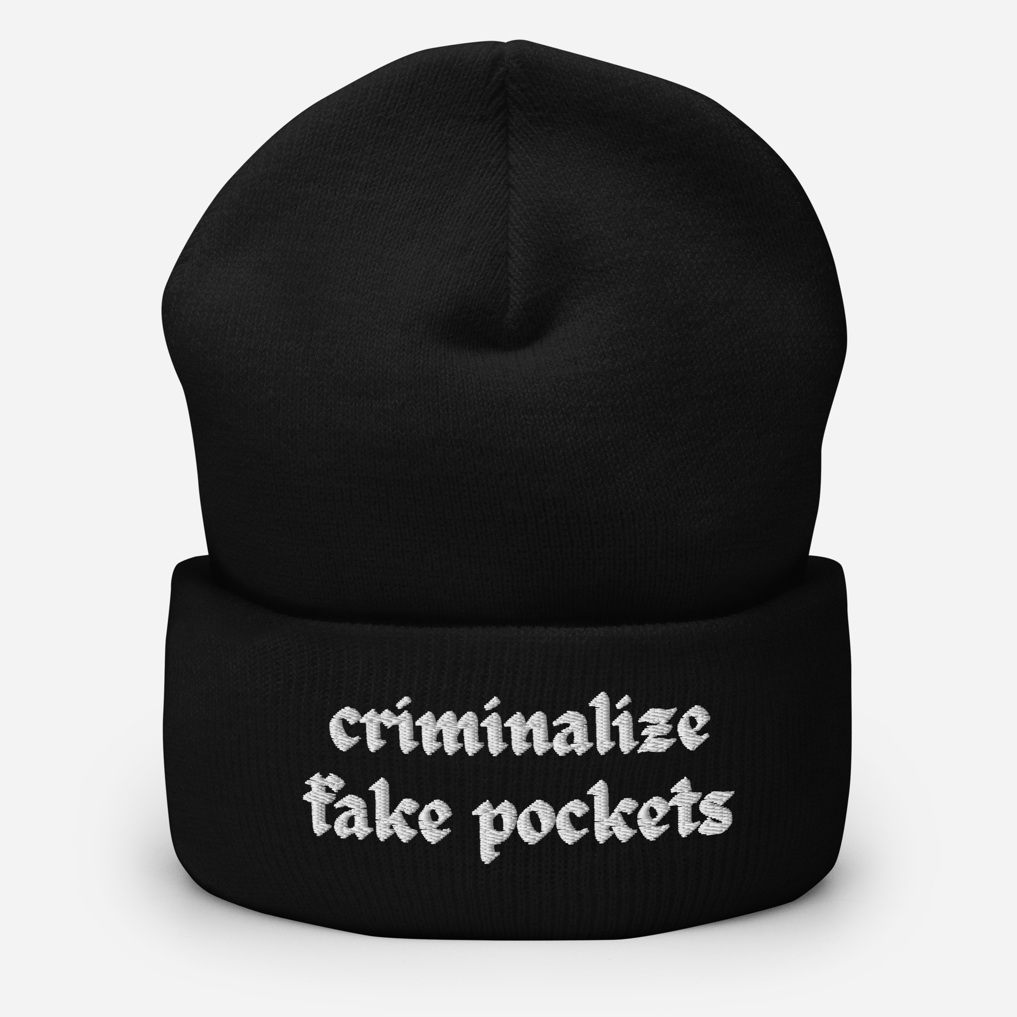 Criminalize Fake Pockets Black Cuffed Beanie