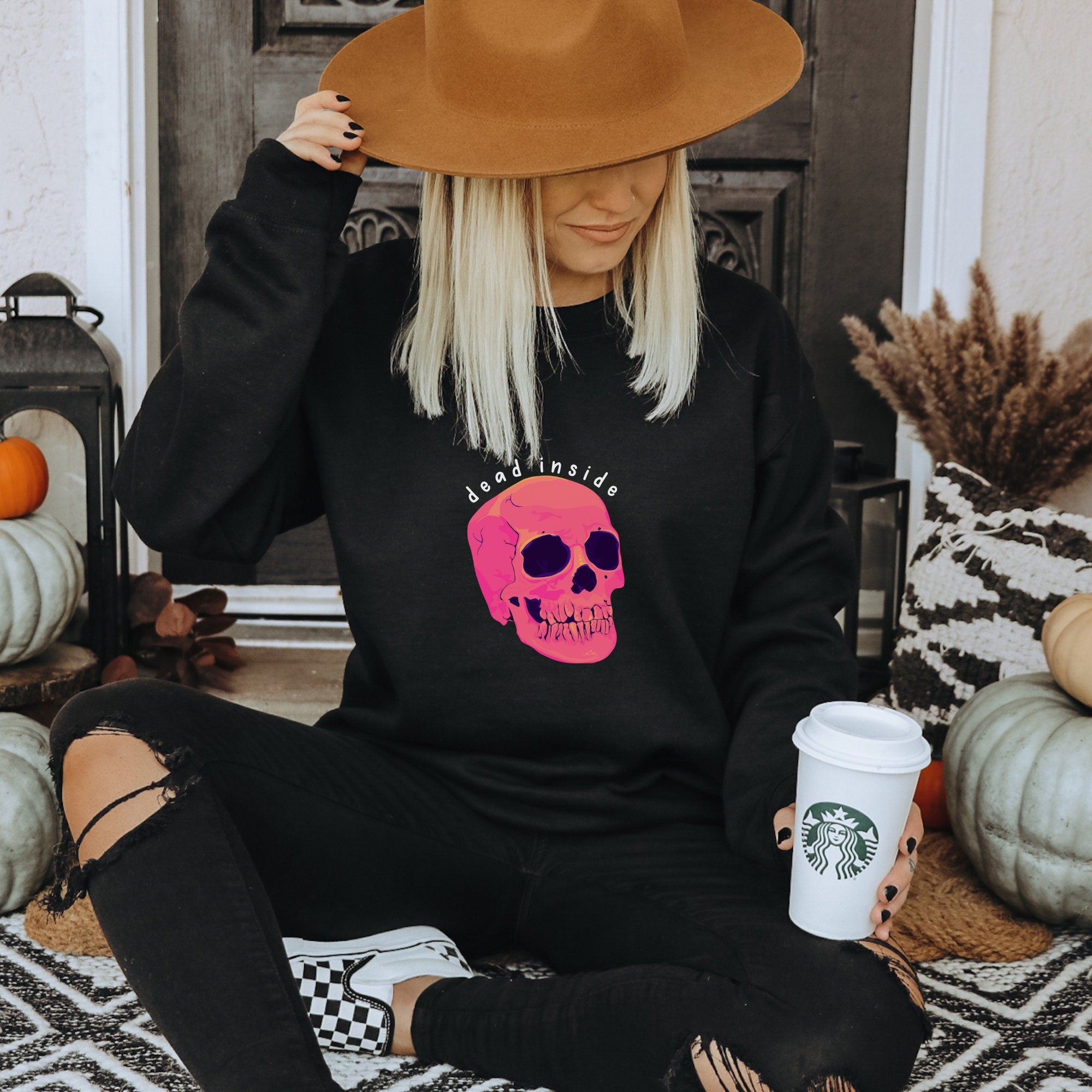 Dead Inside Pink Skull Crewneck