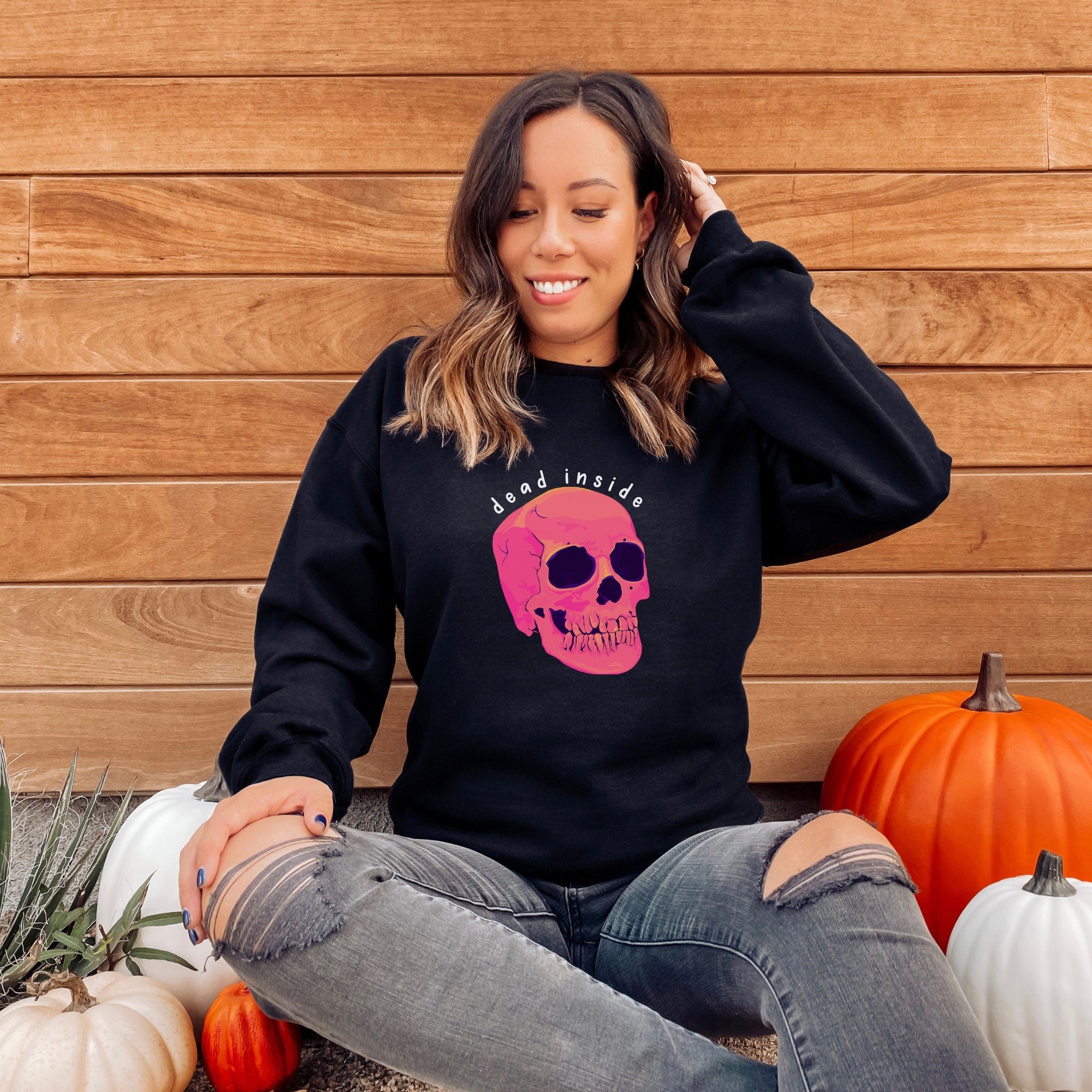 Dead Inside Pink Skull Crewneck