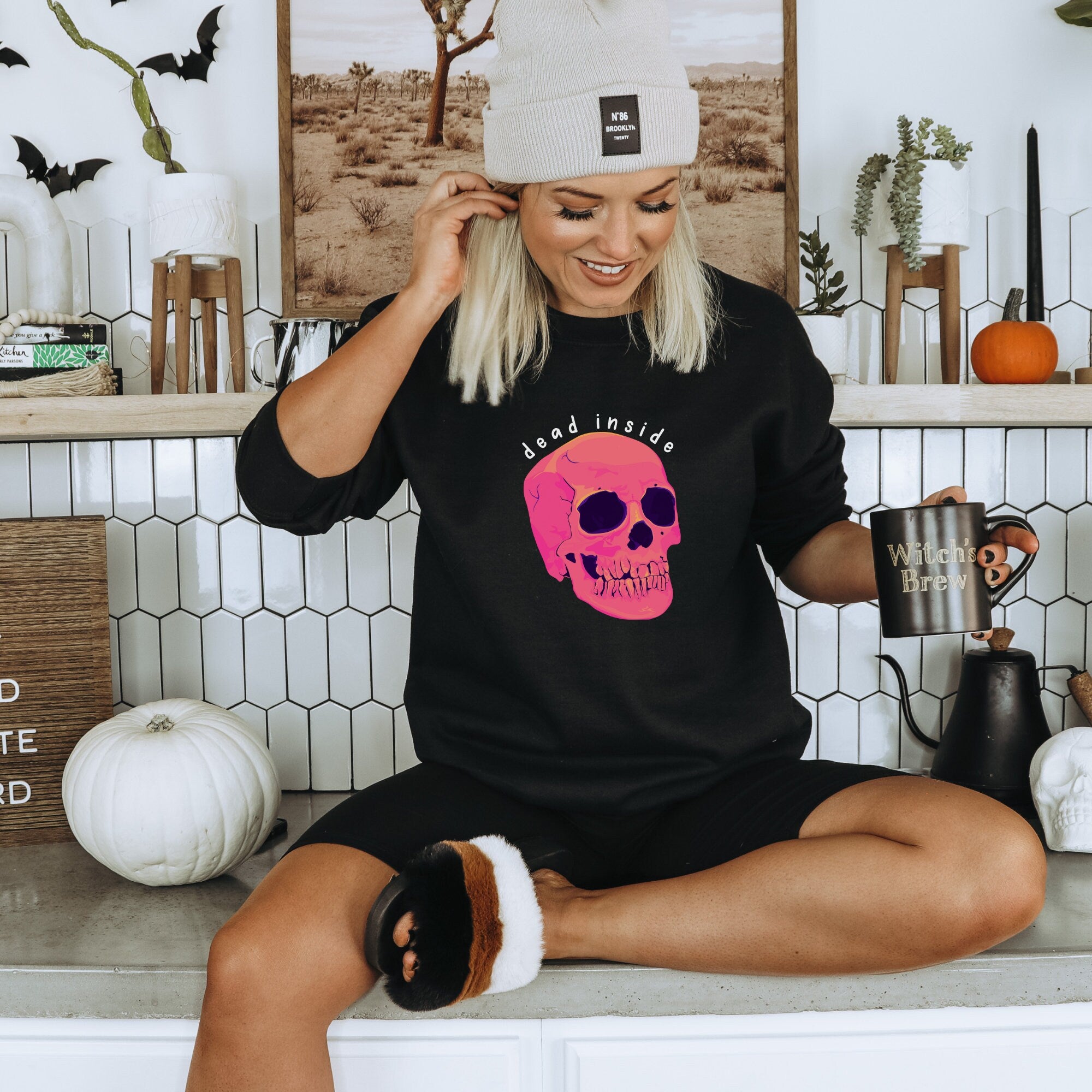 Dead Inside Pink Skull Crewneck