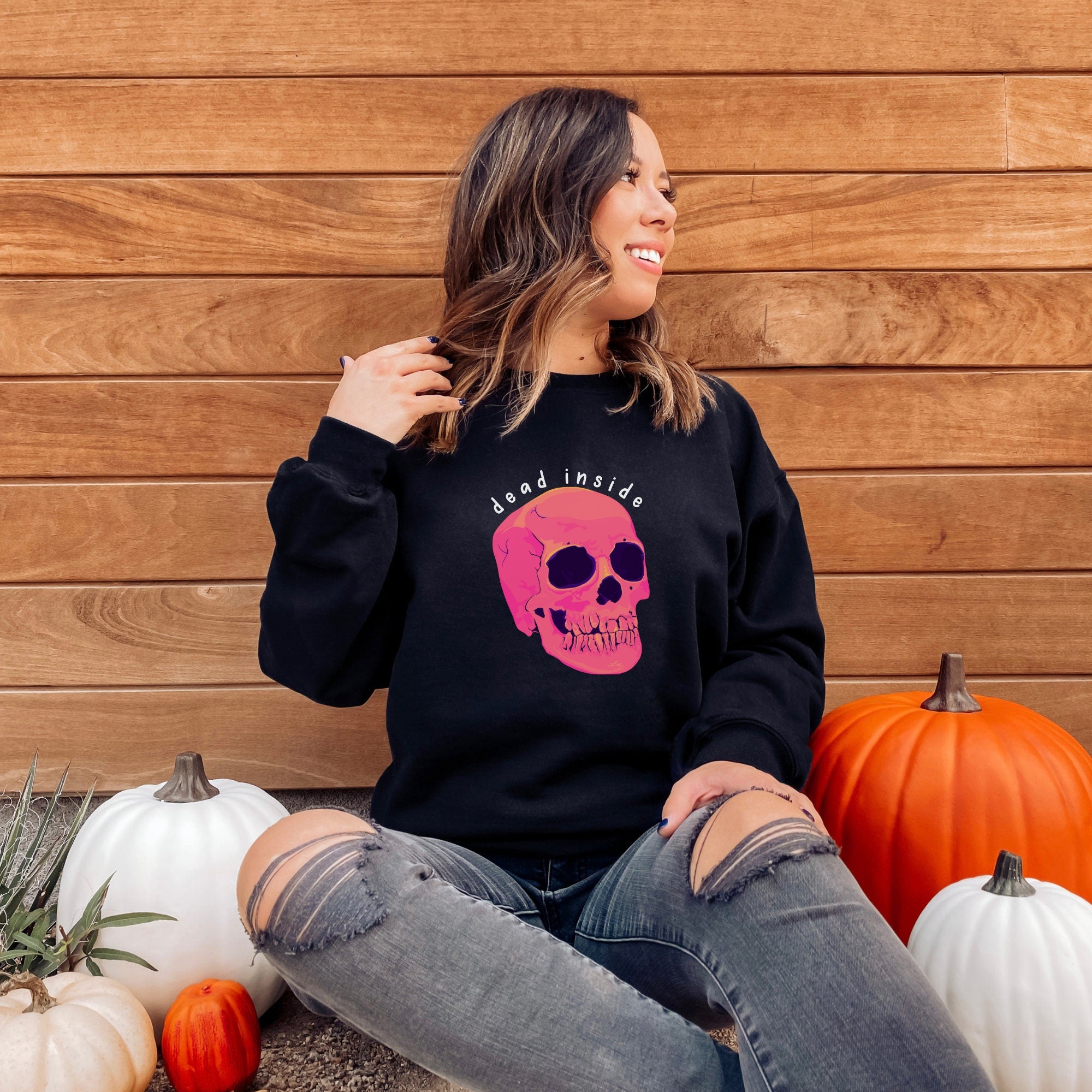 Dead Inside Pink Skull Crewneck
